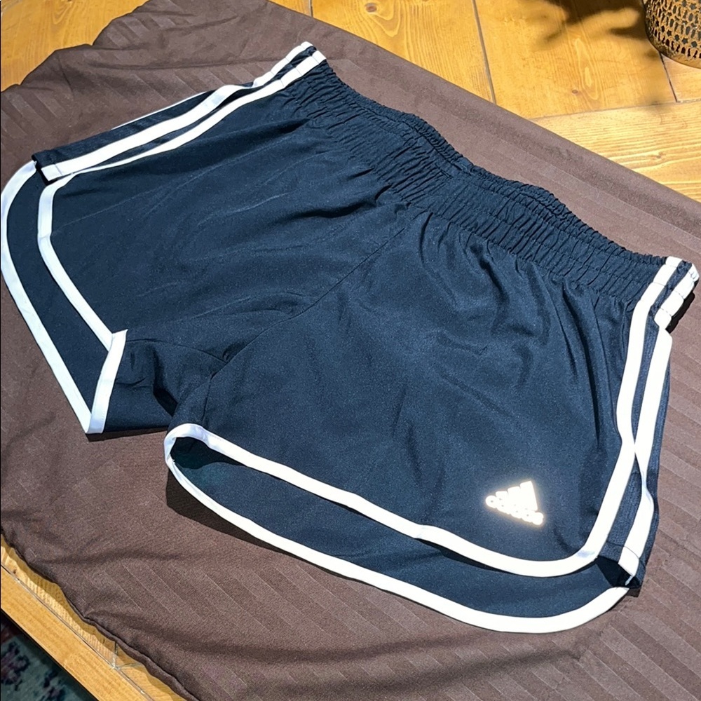 NWOT Adidas Black and Light Pink Athletic Running Shorts with Reflective Details